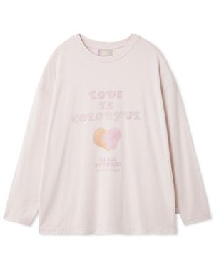gelato pique [Kansaï Yamamoto] One-Point Rayon Logo Long Sleeve Tee - Pink