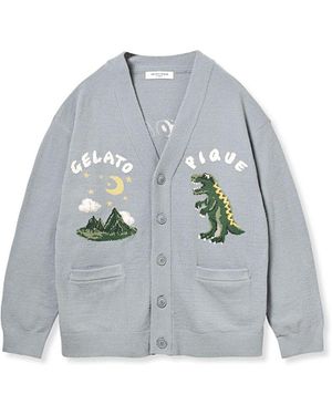 gelato pique ]Air Moco Dinosaur Jacquard Button Up Cardigan - Gray