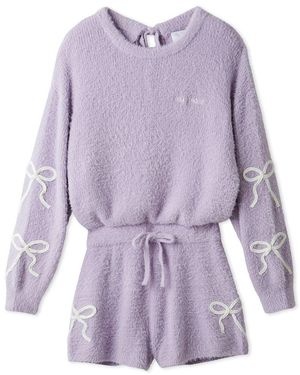 gelato pique Soft Ribbon Feather Romper - Purple