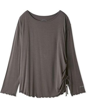 gelato pique Cool Rayon Gathered Long-Sleeved T-Shirt - Gray