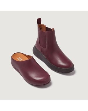 Fitflop Mode Leather Flatform Chelsea Boots - Red