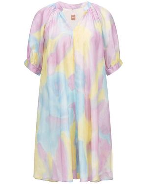 BOSS Diflowu Silk Mini Dress - Pink