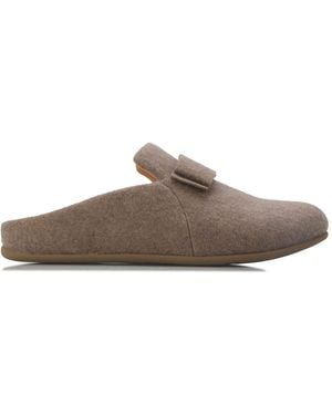 Fitflop Chrissie Ii Haus E01 Bow Felt Slippers - Brown