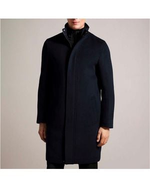 Ted Baker Ederson Wool Blend Funnel Neck Coat - Black