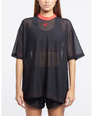 Red Run Oversized Net T Shirt - Black