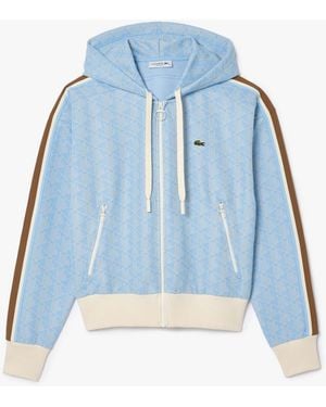 Lacoste Jacquard Monogram Zip Hoodie - Blue