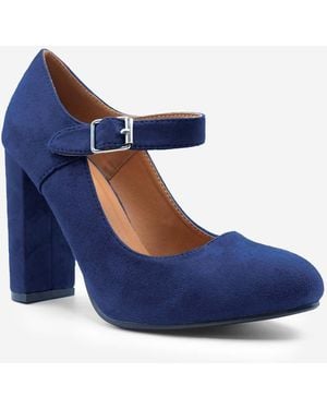 Where's That From Block High Heel Court Shoes Size 3 - Blue