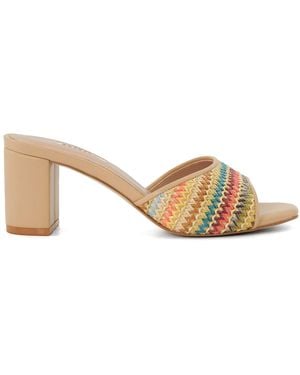 Dune Multicolour Crochet Mule Sandals Size 3 - Natural
