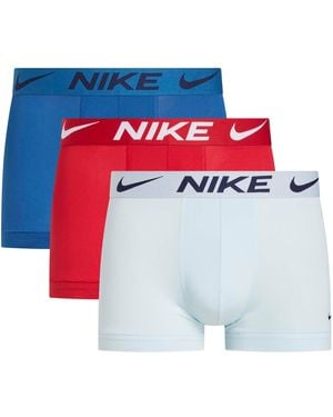 Nike Dri-Fit Essential Micro 3 Pack Boxer Trunks - Blue