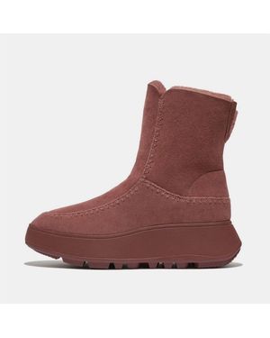 Fitflop Fit Flop F-Mode Shearling Flatform Boots - Red