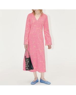 Stine Goya Sleeve V Neck Dress - Pink