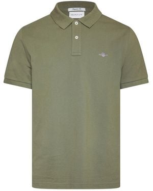 GANT Regular Fit Collared Neck Short Sleeve Top - Green