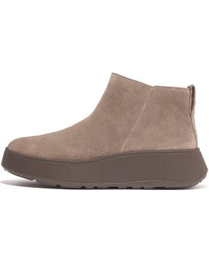 Fitflop F-Mode Suede Flatform Zip Ankle Boots - Brown
