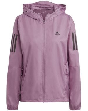 adidas The Run Hooded Running Windbreaker - Purple