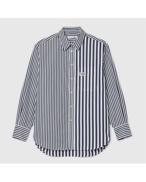 Lacoste X Bandier Striped Cotton Poplin Shirt - Blue