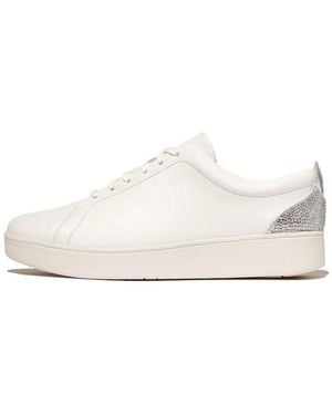 Fitflop Rally Crystal-Backtab Leather Trainers Leather Crystal Covered Microfibre - White