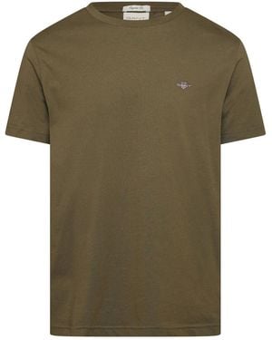 GANT Crew Neck Regular Fit Short Sleeve T-Shirt - Green