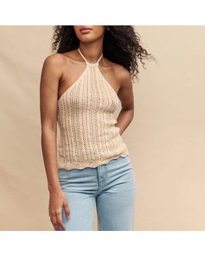 Nobody's Child Nobodys Mock Crochet Halter Top - Blue