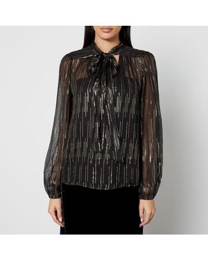 RIXO London Moss Raindrop Jacquard Blouse - Black
