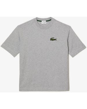 Lacoste Loose Fit Large Crocodile Organic T-Shirt - Grey