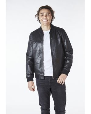 Bolongaro Trevor Mikey Leather Bomber Jacket - Blue