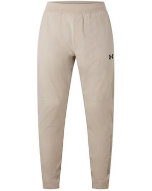Under Armour Solid Patterned Tapered Slim Running Trousers - Natural