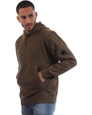 C.P. Company Diagonal Raised Fleece Lens Hoodie - Brown