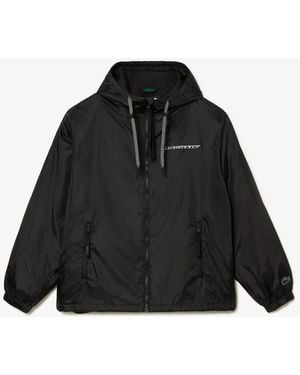 Lacoste Cropped Quilted Hooded Jacket - Black