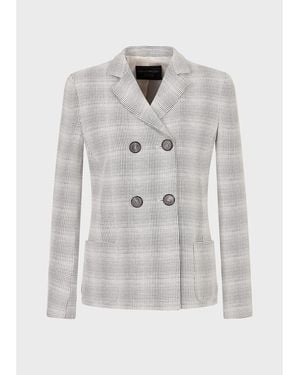 Emporio Armani Double-Breasted Jacquard Blazer - Grey
