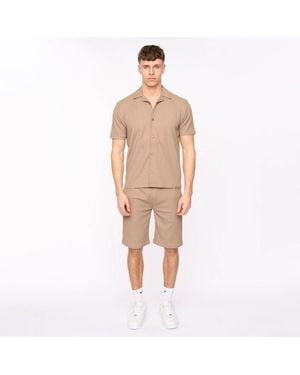 Duck and Cover Collared Neck Short Sleeve Shirt And Set - Natural