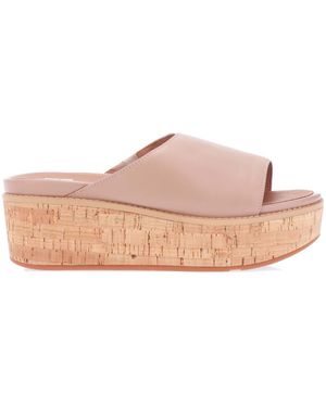 Fitflop Womenss Fit Flop Eloise Leather Wedge Slide Sandals - Pink