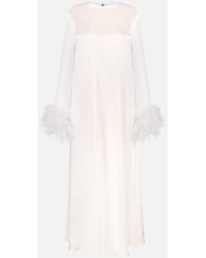 Sleeper Suzi Maxi Dress With Detachable Feathers - White