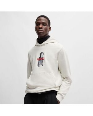 HUGO Animal Graphic Hoodie - White