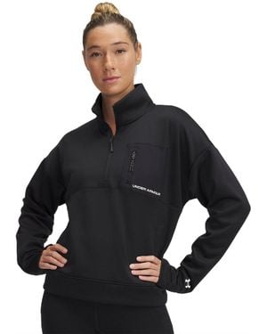 Under Armour Woven Fleece Half Zip Top - Black