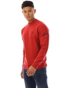 Fred Perry Panelled Graphic Print Sweatshirt - Red