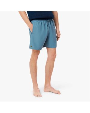 Lacoste Mid Length Monochrome Swim Trunks - Blue