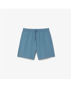 Lacoste Mid-Length Monochrome Swim Trunks - Blue