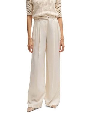 BOSS W Relaxed Fit Wide Leg Trousers - Natural
