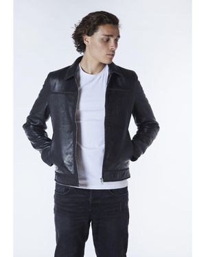 Bolongaro Trevor Artesia Leather Worker Jacket - Blue