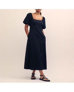 Nobody's Child Square Neck Short Sleeve Midi Dress - Blue