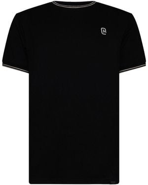 Crosshatch Preece Hem Label Patch Crew Neck Short Sleeve T-Shirt - Black