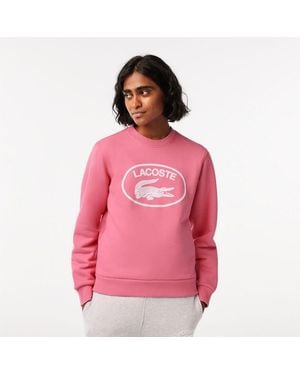 Lacoste Loose Fit Organic Cotton Fleece Sweatshirt - Pink