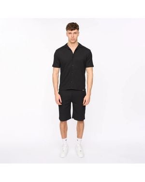 Duck and Cover Collared Neck Short Sleeve Shirt And Set - Black