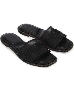 DKNY Badin Logo Flat Sandals Size 4 - Black