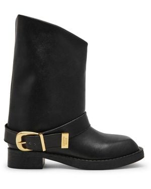 Steve Madden Climaxx Leather Block-Heel Cowboy Boots - Black