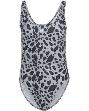 adidas Essentials Animal Print U-Back Swimsuit - Black