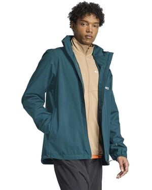 adidas Solid Patterned Side Pocket Rain Coat Rain Jacket - Blue