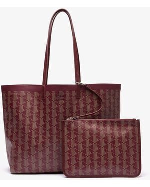 Lacoste Zely Canvas Monogram Medium Tote - Red