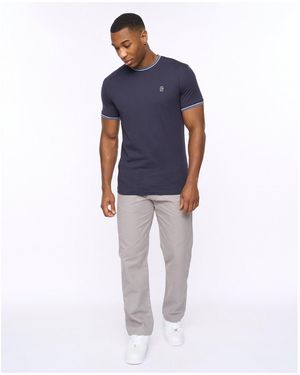 Crosshatch Blansmoore Solid Patterned Straight Trousers - Blue