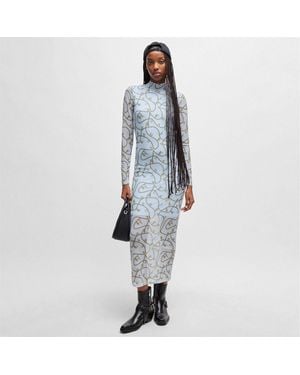 HUGO Long Mesh Dress - Blue